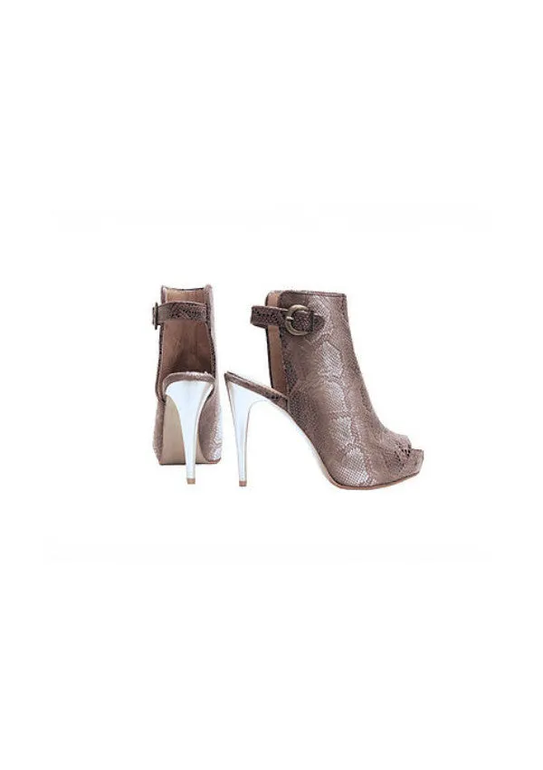 Zeyzani Silver Python Open Back Ankle Boot Final Sale