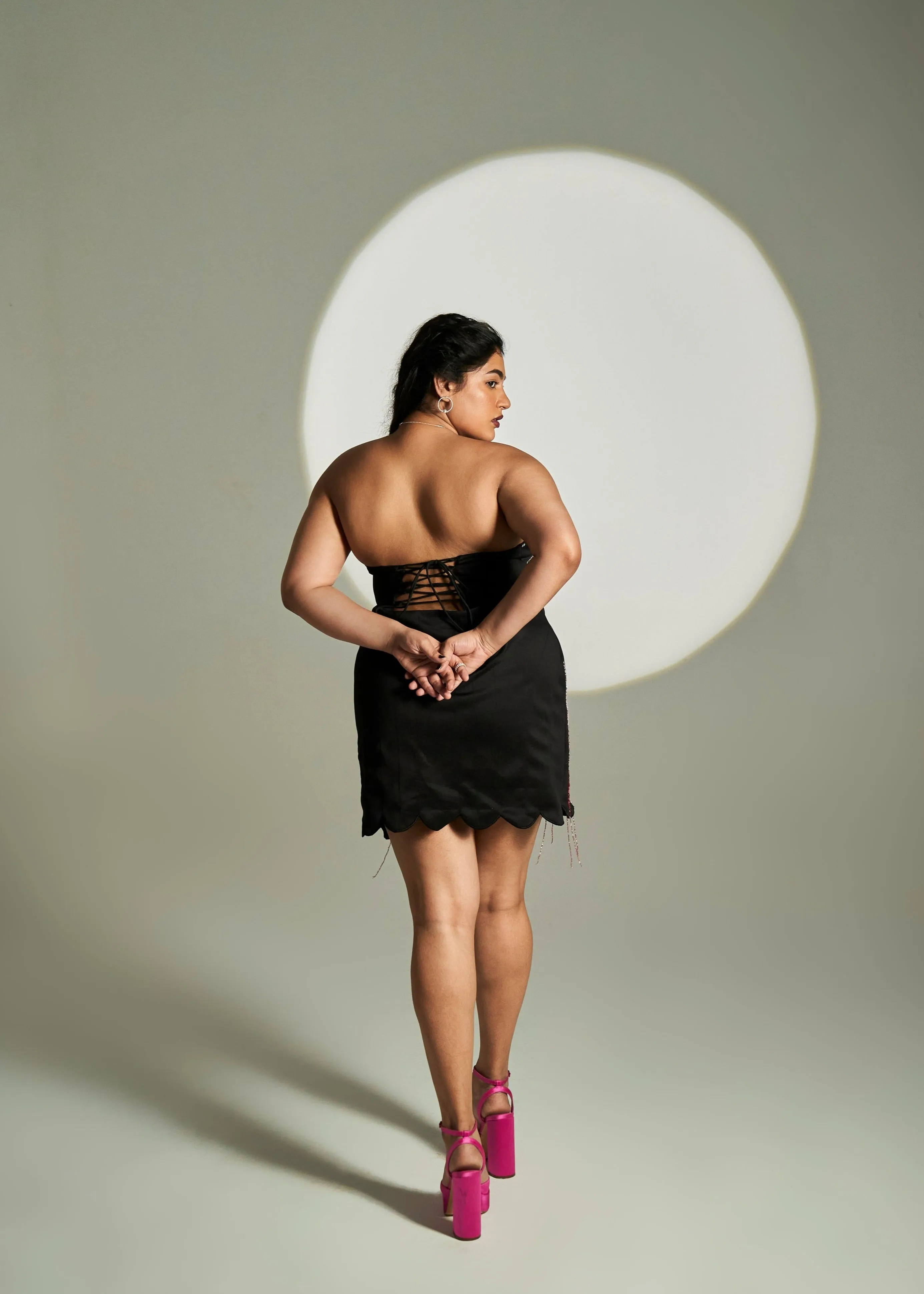 Zion Black Embroidered Strapless Mini Dress